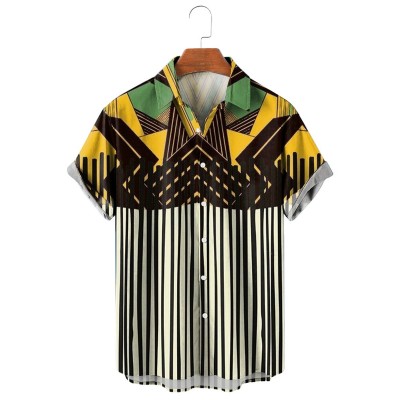 Men's Striped Geometric Print Shirt  36657673X